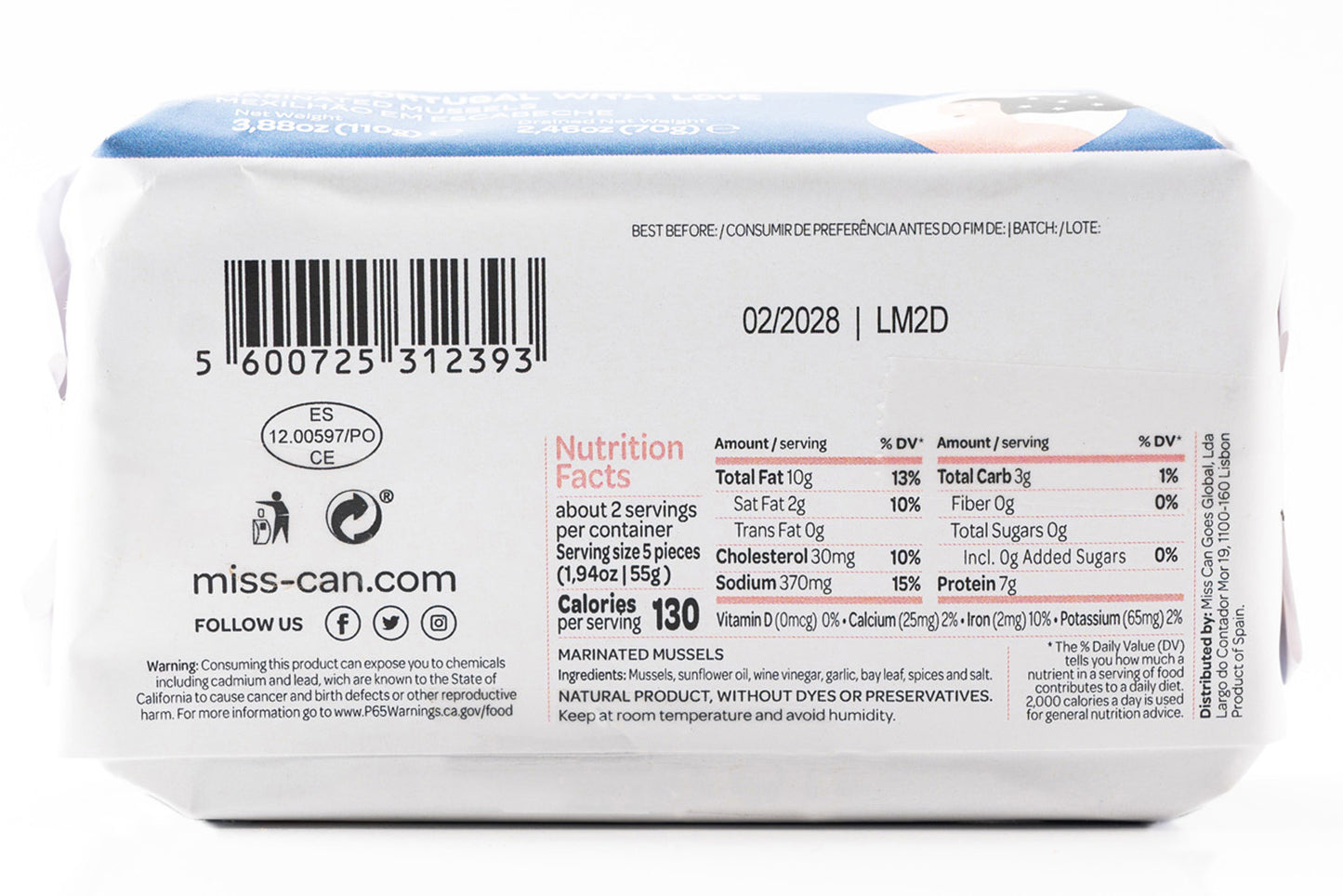 Miss Can Marinated Mussels
in Escabeche Sauce - Can Back