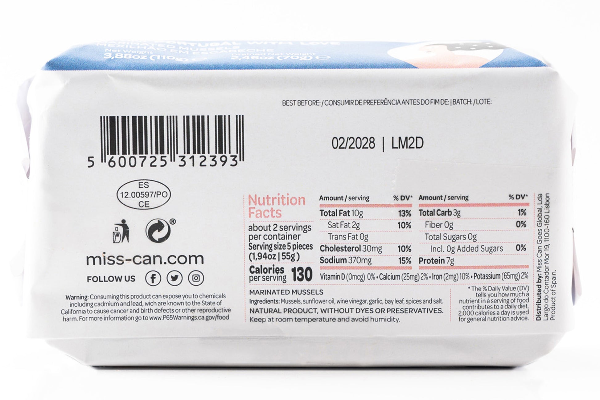 Miss Can Marinated Mussels
in Escabeche Sauce - Can Back