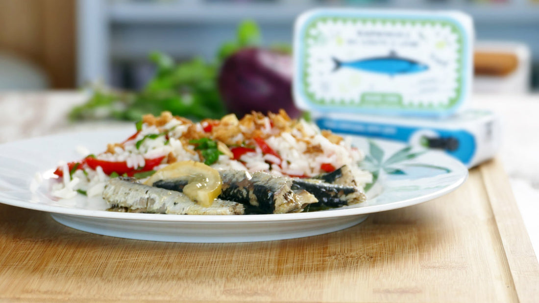Miss Can Sardines in Olive Oil with Lemon and Bell Pepper Rice Salad