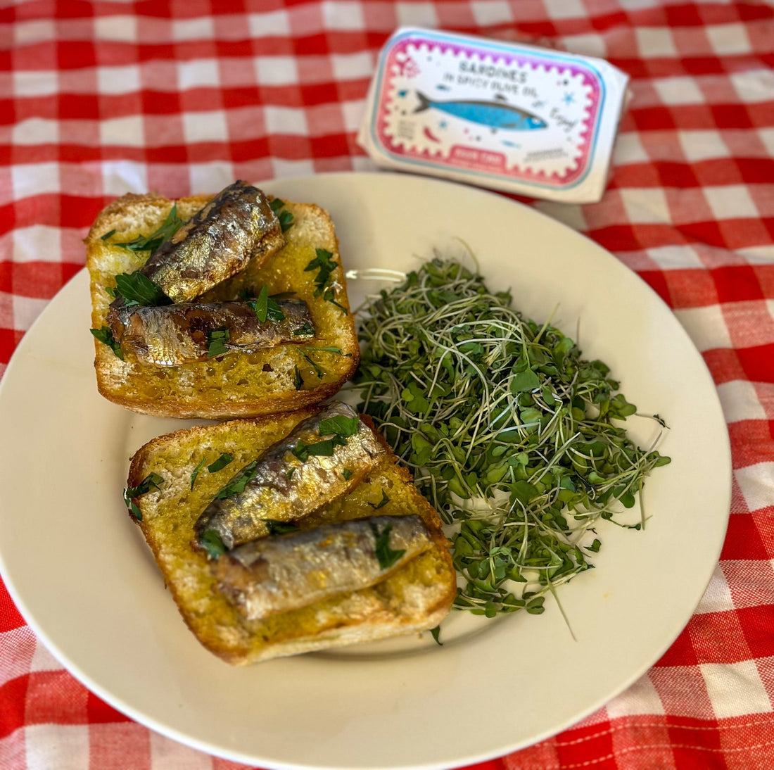 Recipe for “Bruschetta Style” Sardines with Olive Oil Toast